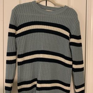 Blue, navy, and white striped sweater